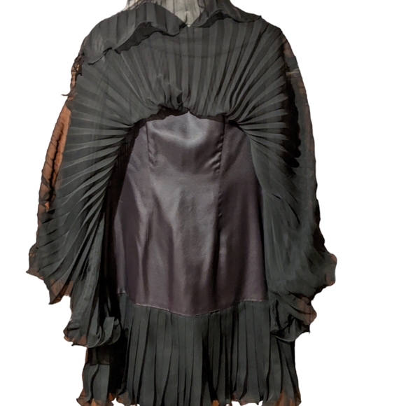 Vintage 70's Black Chiffon Mini Dress - Picture 3 of 7